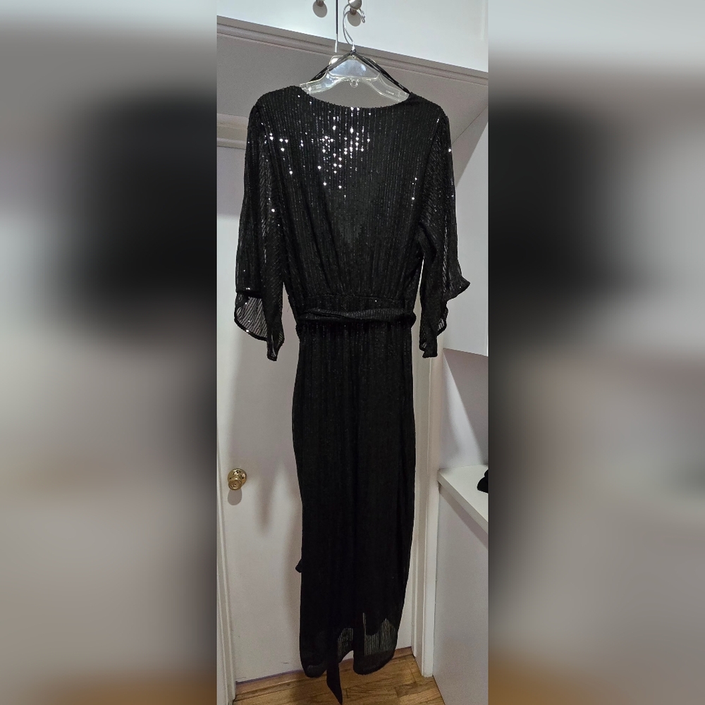 City Chic Black Sequin Paige Faux Wrap Cocktail Dress, NWT Sz L/20 - Picture 9 of 12